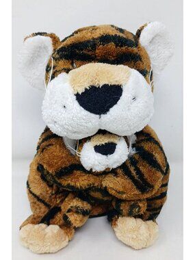 Vtg Fiesta TIGER Plush w/Cub T.C. Dawson Stuffed Animal 14" Fathers & Sons #D-43